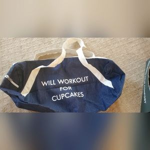 NEW Gym Bag Workout Duffel Bag Denim, Workout for Cupcakes NWOT